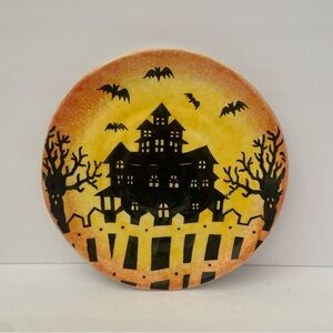 Maxcera Happy Haunting Dessert Plates 8.5” Set Of 2 Haunted House Bats